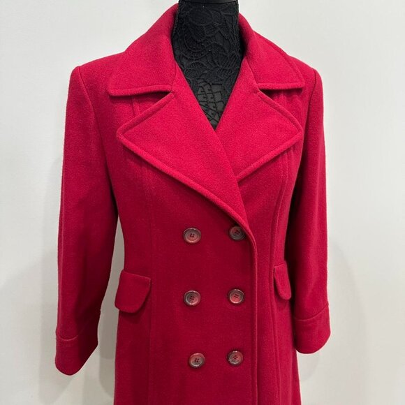 Vintage 1970s/80s Wool Coat - Double breasted coat in cherry/red - Picture 4 of 6